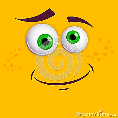 Cartoon faces. Expressive eyes and mouth, smiling, crying and surprised character face expressions. Caricature comic emotions or e Cartoon Illustration